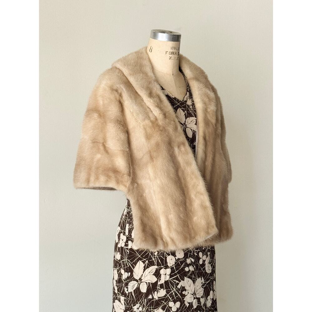 Vintage Tan Mink Shawl 1930s